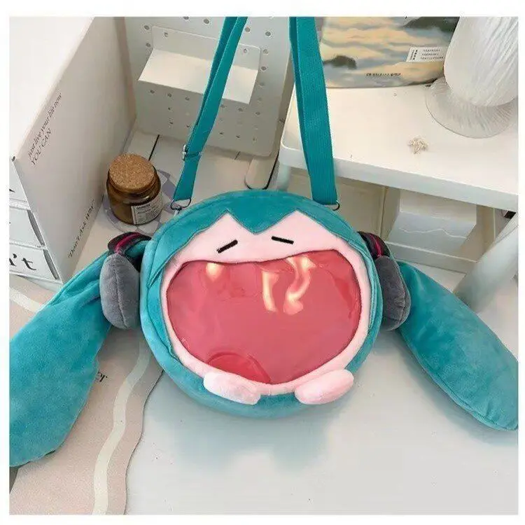 

Hatsune Miku single-shoulder backpack cartoon cute plush crossbody bag quirky and fun student bag large capacity gift for friend
