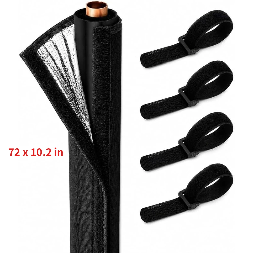 72 x 10.2 in HVAC Pipe Insulation Cover PU-Coated 600D Oxford 4 Hook-and-Loop Straps  Flexible 3-Layer Protection