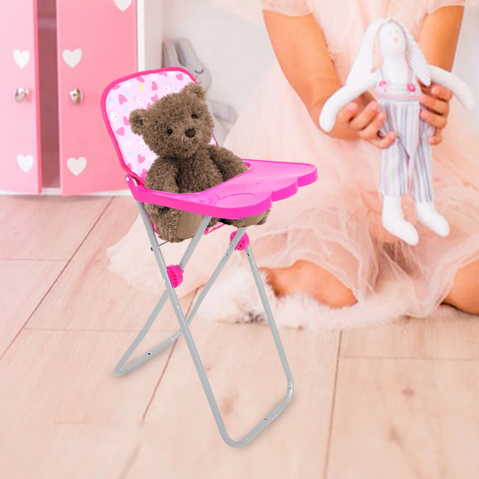 Dining Chair Hand Truck Dolly Toy Baby Accessories for Dolls Mini Plush Animals High Chair Girls