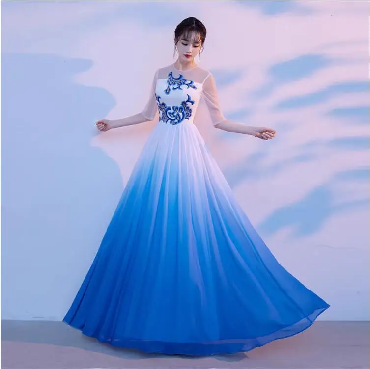 

Modern Opening Dance Performance Costume Competition Long Dress Command Dress