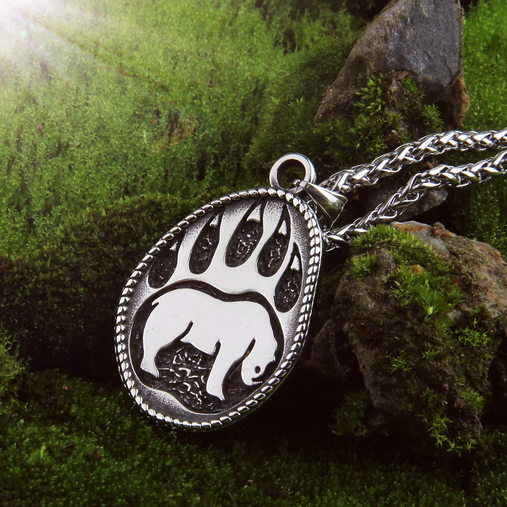 Never Fade Viking Bear Men's Pendant Necklace Punk Bear Claw High Quality As Men Jewelry