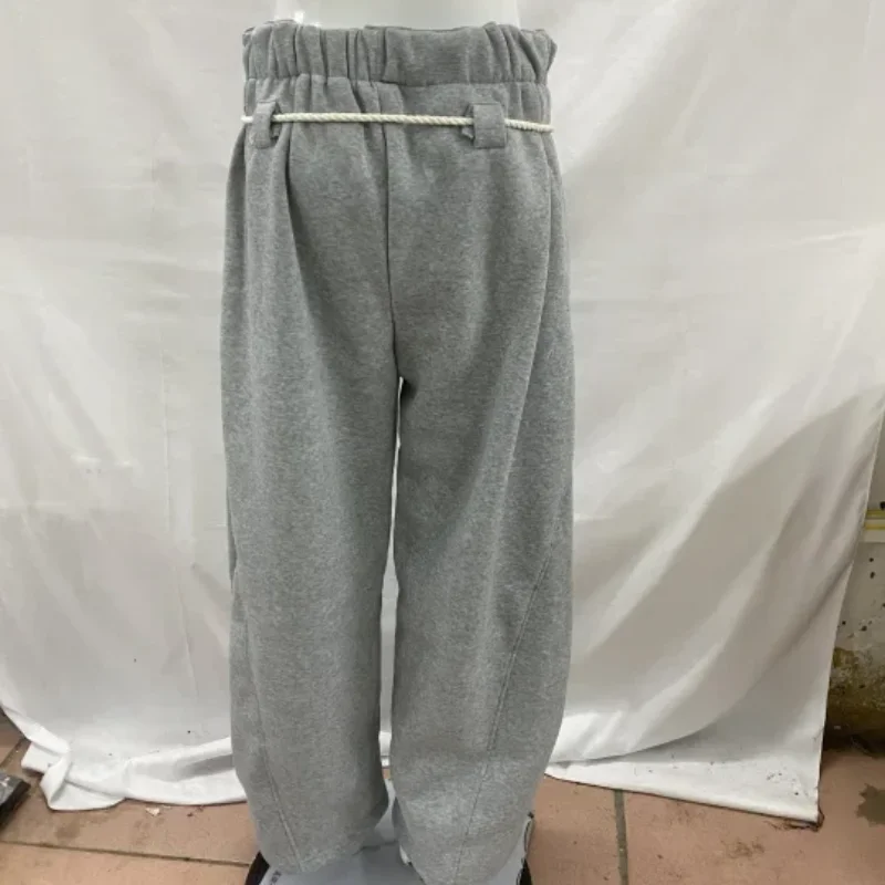 Retro trekkoord sport hartvormig borduurwerk wijde pijpen gebogen mes losse casual broek Amerikaanse herfst winter heren dames