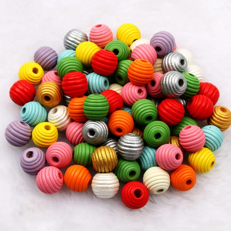 Natural Wooden Beads Colored Round Balls To Make Bracelets Threaded Beads 12/18mm Loose Beads For Jewelry Making DIY Accessories