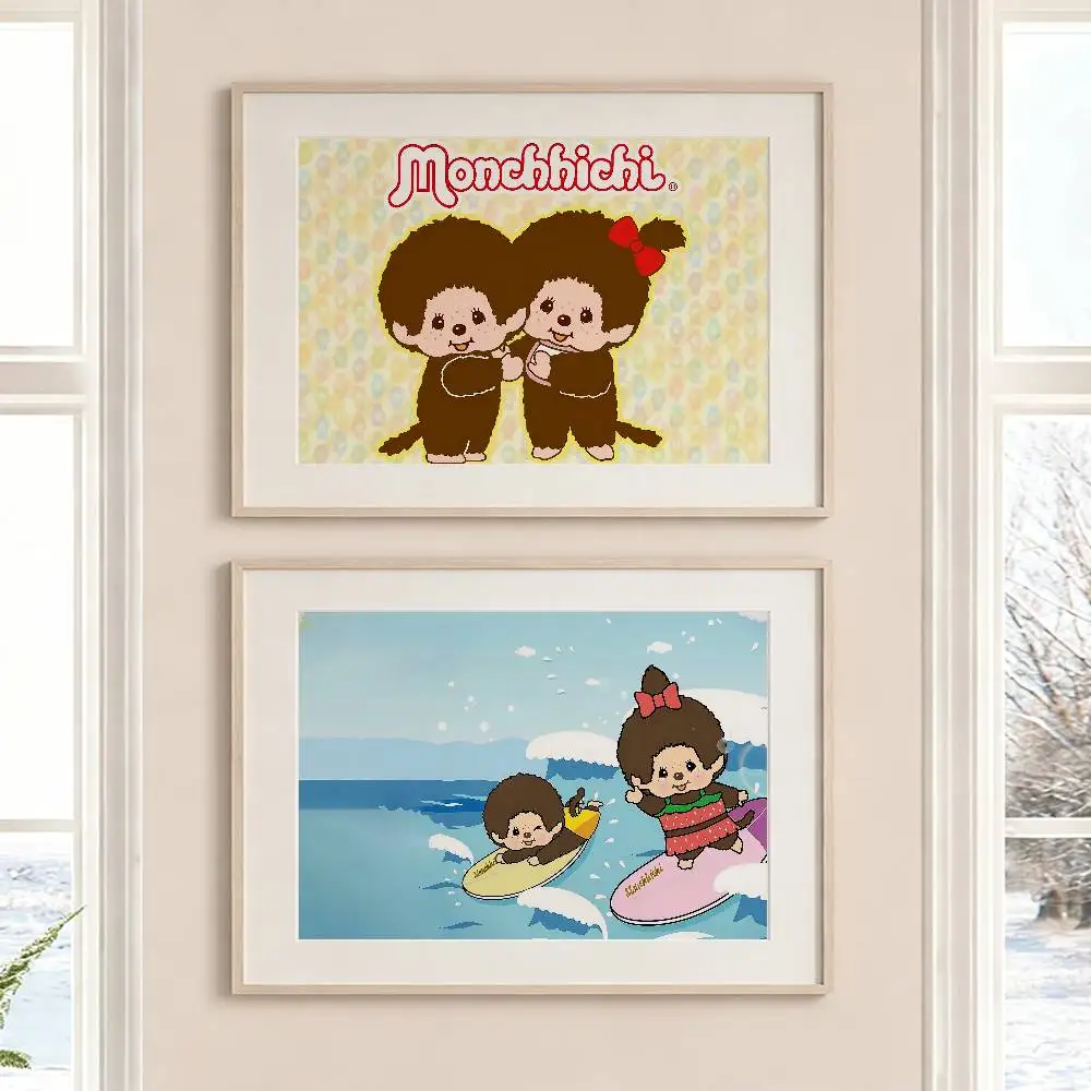 So Cute M-MonchhichiS Cartoon Customizable HD Self Adhesive Waterproof Wall Art Poster