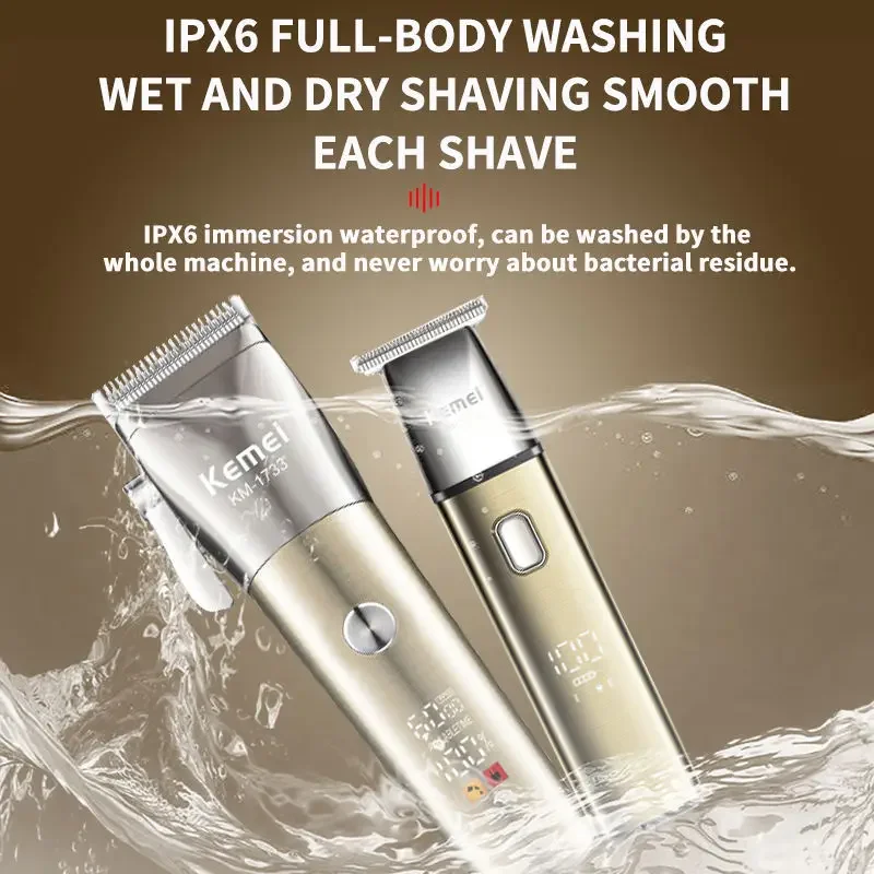 Kemei 1733 professional Waterproof combo kit Hair Clipper Rechargeable Beard Hair Trimmer For Men Electric Haircut Machine Kit