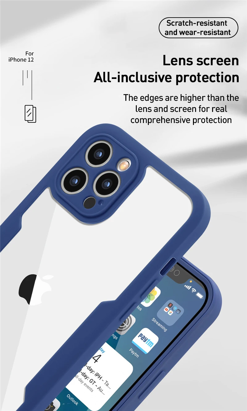Luxuriöse 360°-Vollschutz-Hülle für iPhone 18 17 16 15 14 13 11 12 Pro Max XS 7 Plus, durchsichtige Vorder- und Rückseite, Silikon-Bumper, stoßfeste Abdeckung – Detail 2