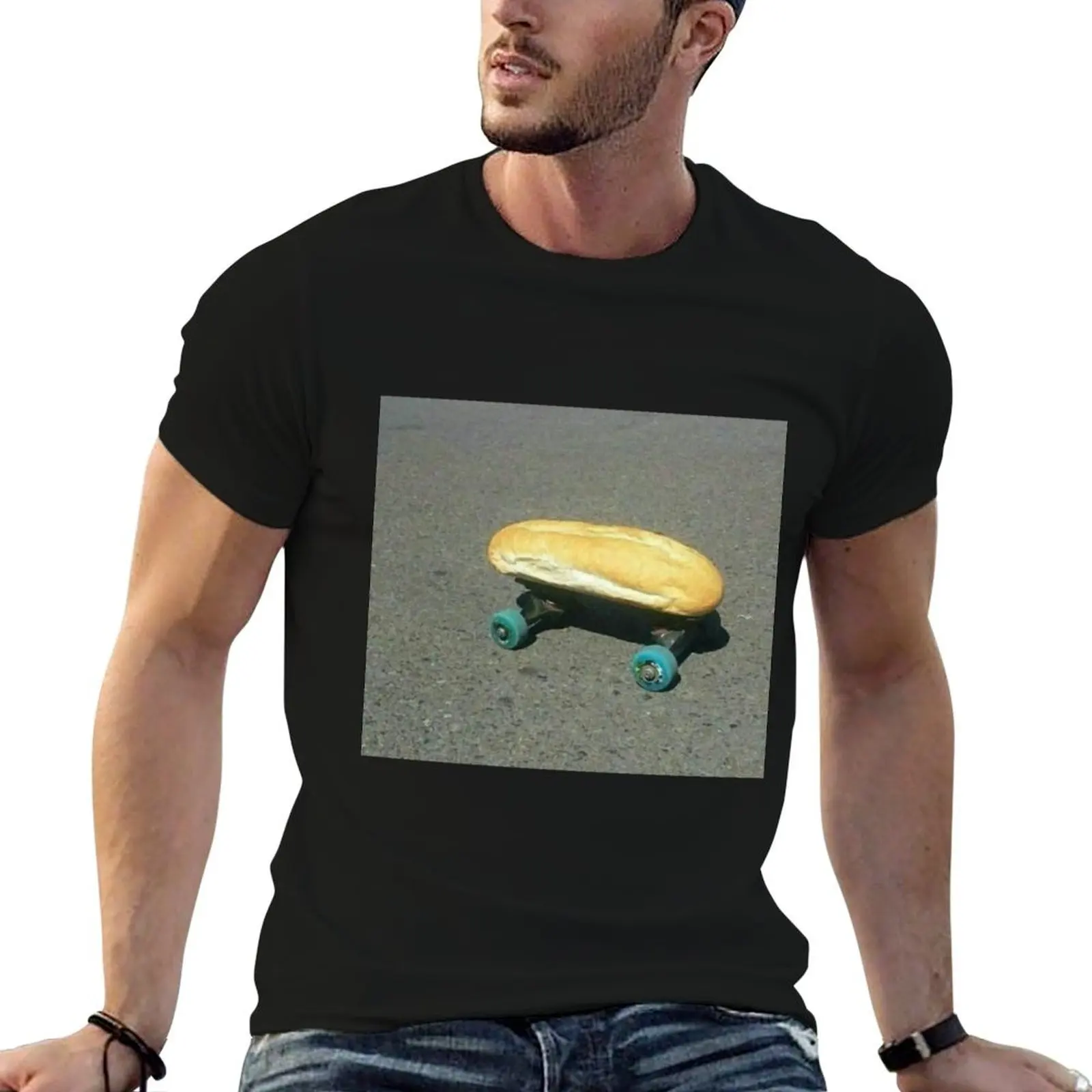 bread roll T-Shirt Basic Plain Short Sleeve Crew Neck Tee