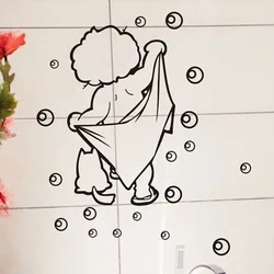 Home Decor Bathroom Lovely Removable Black Art Stickers for Tiles Glasses Wall Decal 3 Colors