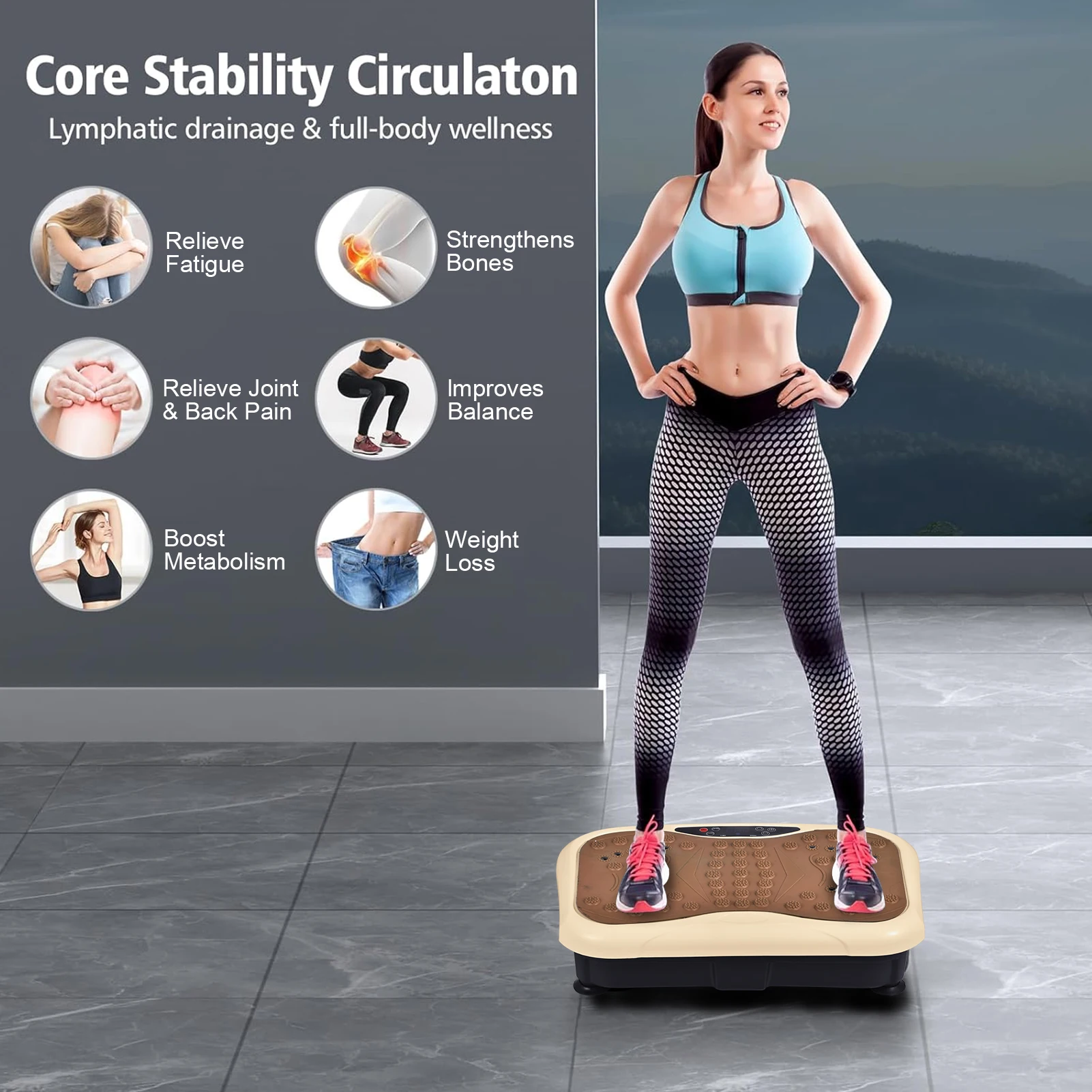 Whole Body Vibration Plate Electric Vibration Exercise Plate Rich and Efficient Slimming Tool for Gym, Home,