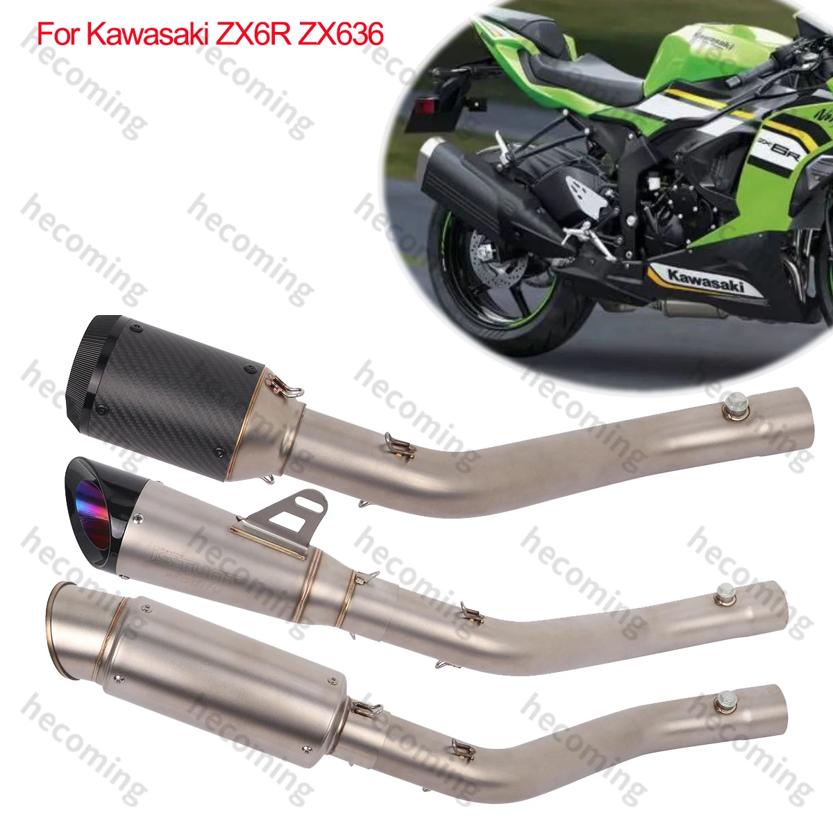 

Slip on For Kawasaki Ninja ZX6R ZX636 2024 2025 Exhaust Systems Muffler Header Link Midpipe w DB Killer ZX6R Exhaust