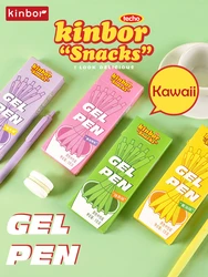 Kinbor Kawaii Druk Neutrale Pennen St Hoofd Dessert Serie Sneldrogend Creatieve Dessert Serie Ins Stijl Handtekening Pen 0.5Mm zwart