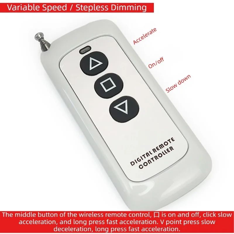 12V-24V 433M Hz Wireless Remote DC Motor Speed Controller, 5A PWM Dimmer Switch for LED Lights, Variable Speed Control