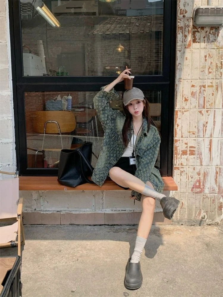 ​Women Premium Jacquard Denim Jacket 2025 Spring Autumn American Sweet Cool Spicy Vintage Relaxed Vibe Unique Street Cardigan​