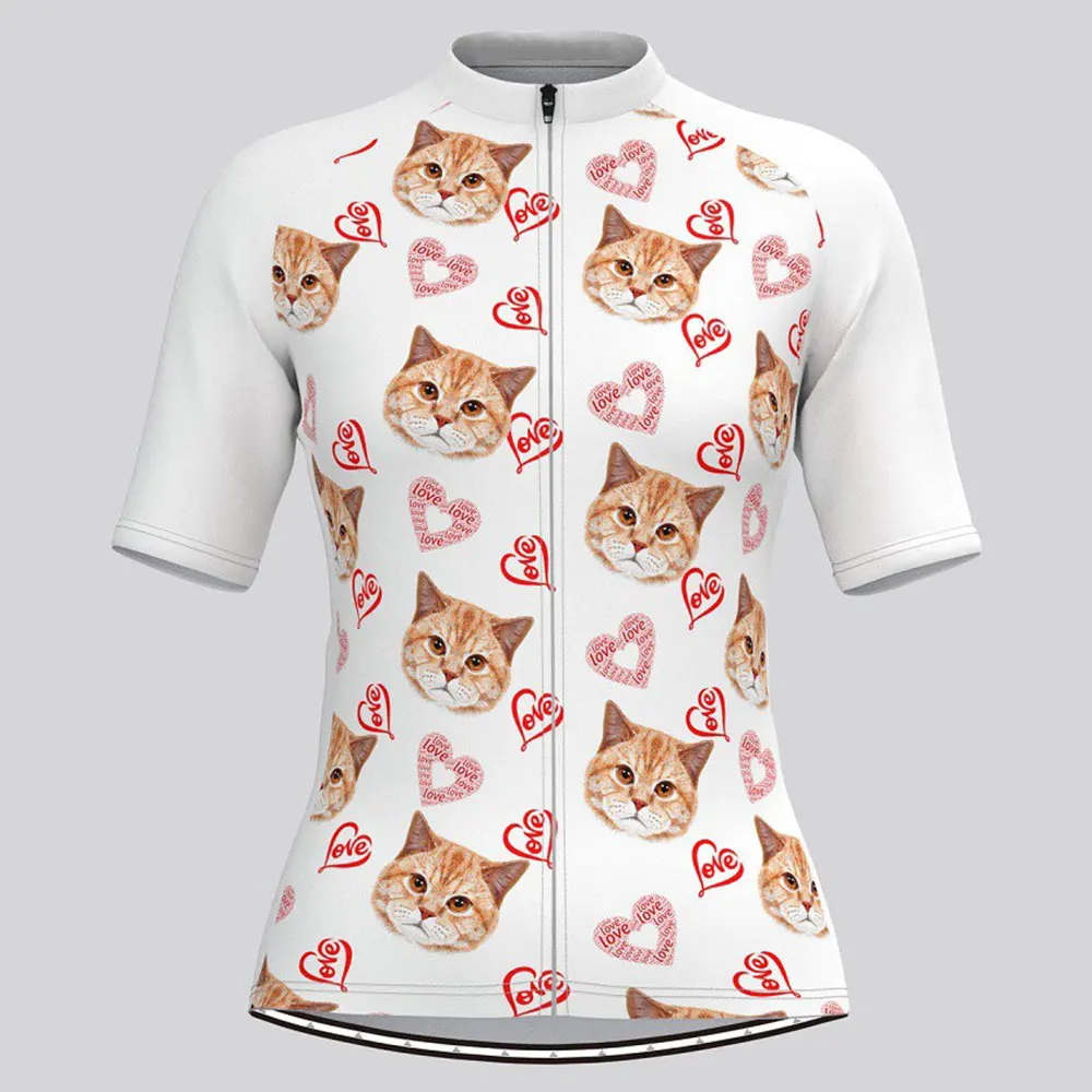 Lady Cycling Clothing Cartoon Cat Road Bike Jersey Summer Women Short Sleeve Shirt Female Bicycle Wear MTB Clothes Ropa Ciclismo