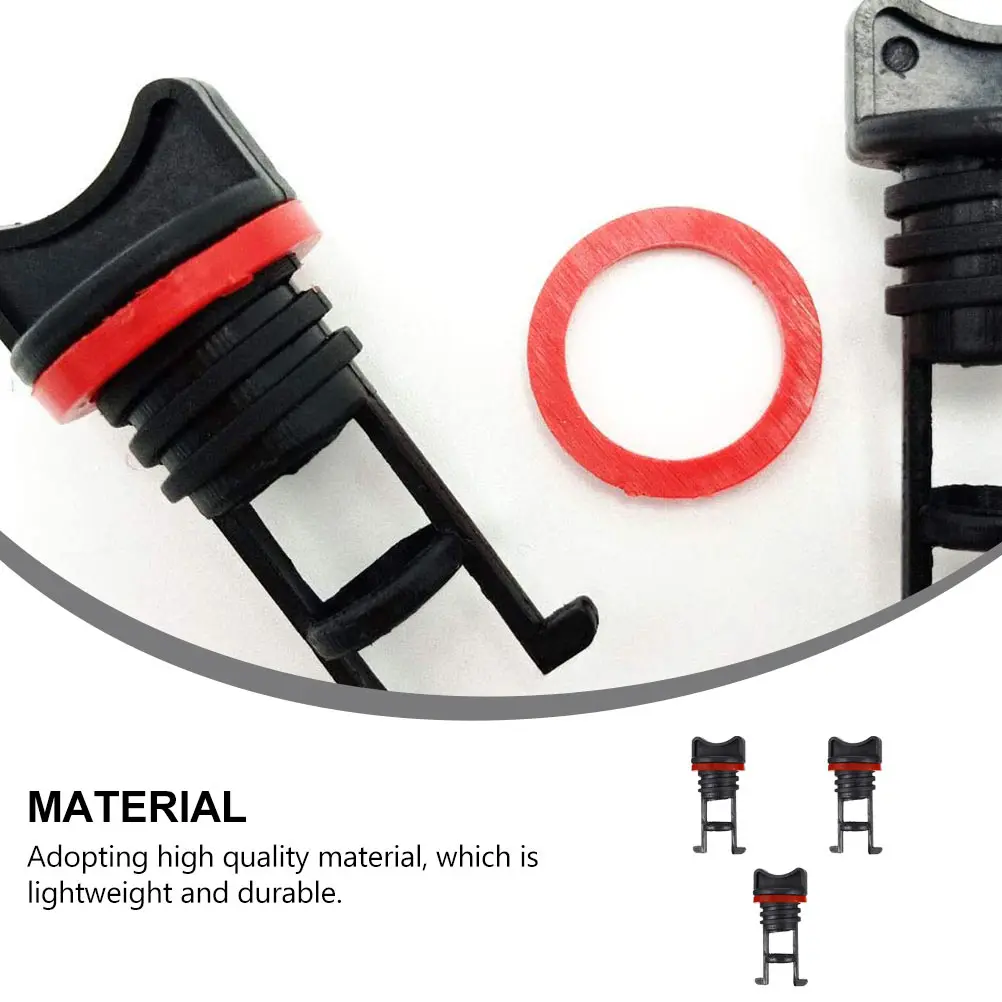 

3 Pcs Nylon Kayak Drain Plugs Threaded Bung Scupper Stopper Black Accessories Canoe Replacement Rubber Gasket