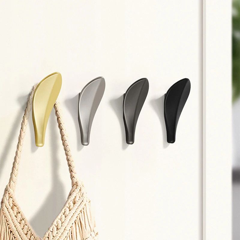 Light Luxury Leaf Coat Hook Creative Coat Hook Door Back Entrance Wardrobe Single Coat Hook Screw Installation High-End Hook