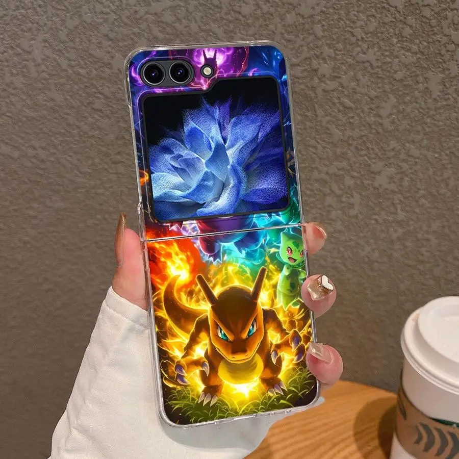 Funda para Samsung Galaxy ZFlip6 ZFlip7 ZFlip4 ZFlip5 Z Flip 7 6 5 4 3 ZFlip3 funda dura para teléfono Anime Pikachu Gengar