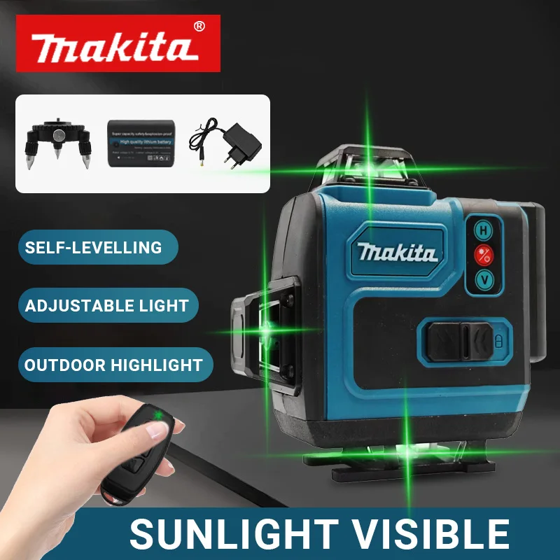 

Makita High-Precision 16-Line Level Green Light Laser 4D 360 Degree Portable herramientas para construccion laser With battery