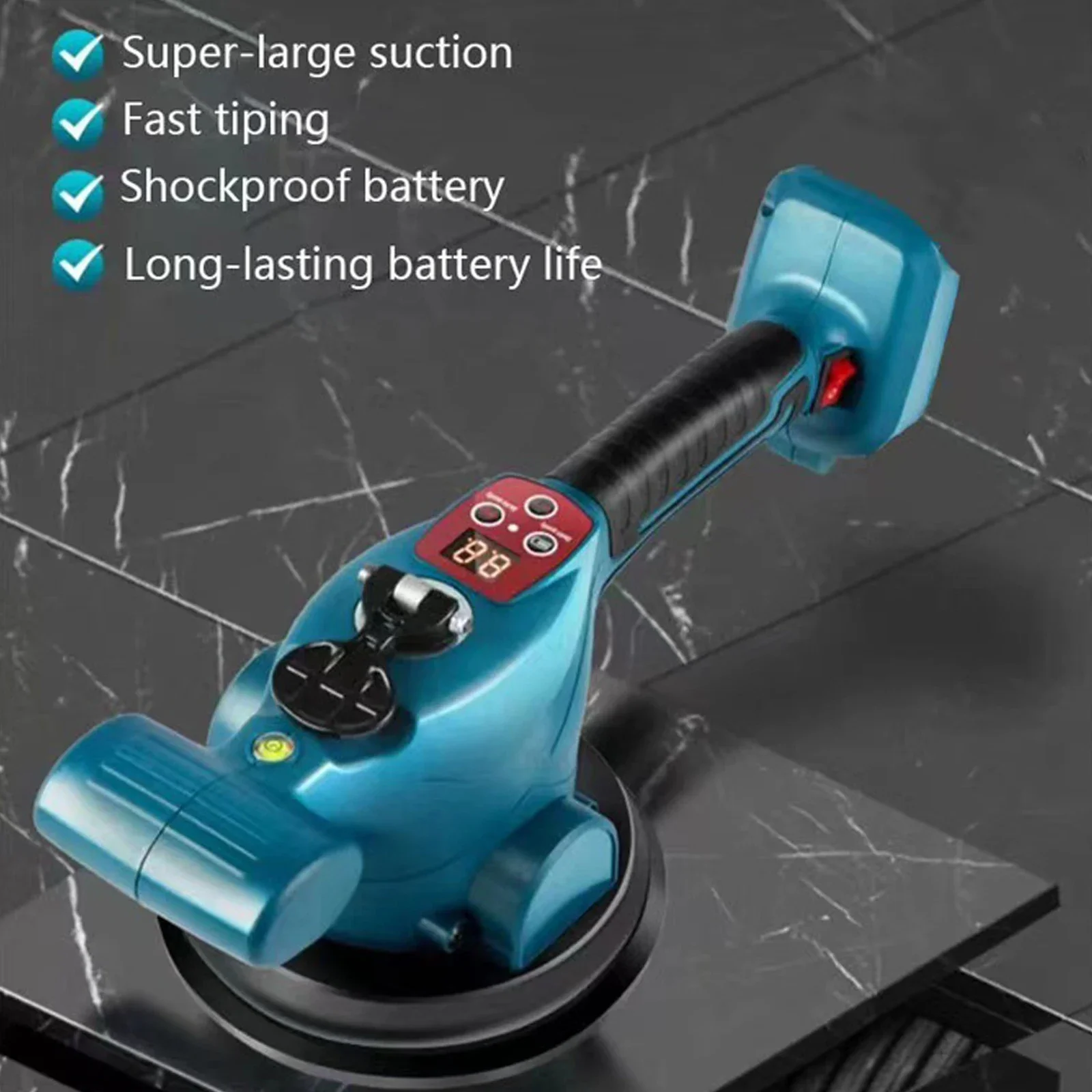 Blue Tiles Tiling Machine Tile Vibrator Suction Cup 6 Gear Adjustable Floor Vibrator Leveling Power Tool Makita 18v No Battery