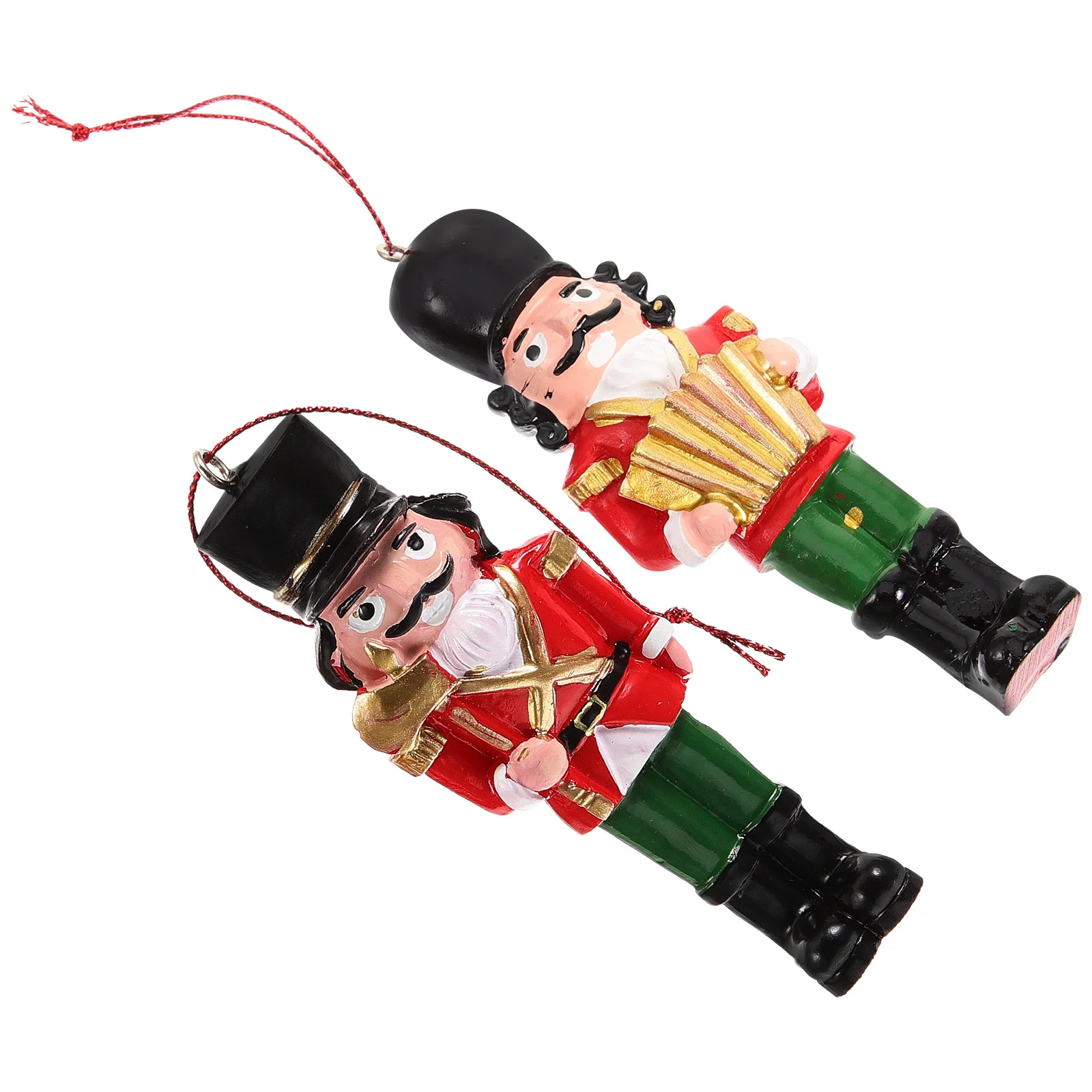 

2Pcs Resin Crafts Puppet Nutcrackers Sturdy Decorative Pendant for Xmas Party Events Hanging Christmas Nutcracker