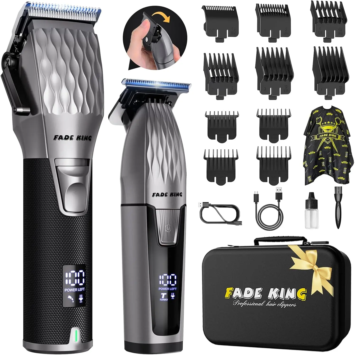 Professional Cordless Hair Clippers for Men, Beard Trimmer Kit with Zero-Gap, Ideal Grooming Gift for Father's Day or Birthday