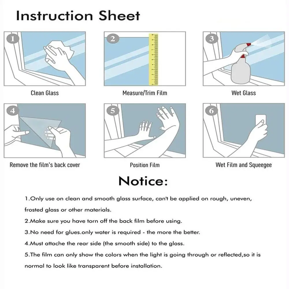 New Frosted Window Privacy Film Static Cling UV Blocking Frosted Glass Stickers Removable Window Stickers Glass Windows
