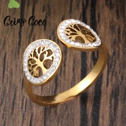 New Arrivals Tree of Life Ring Stainless Steel Women's Ring Gold Plated Jewelry Accessories Wedding Dating Rings for Women 2023