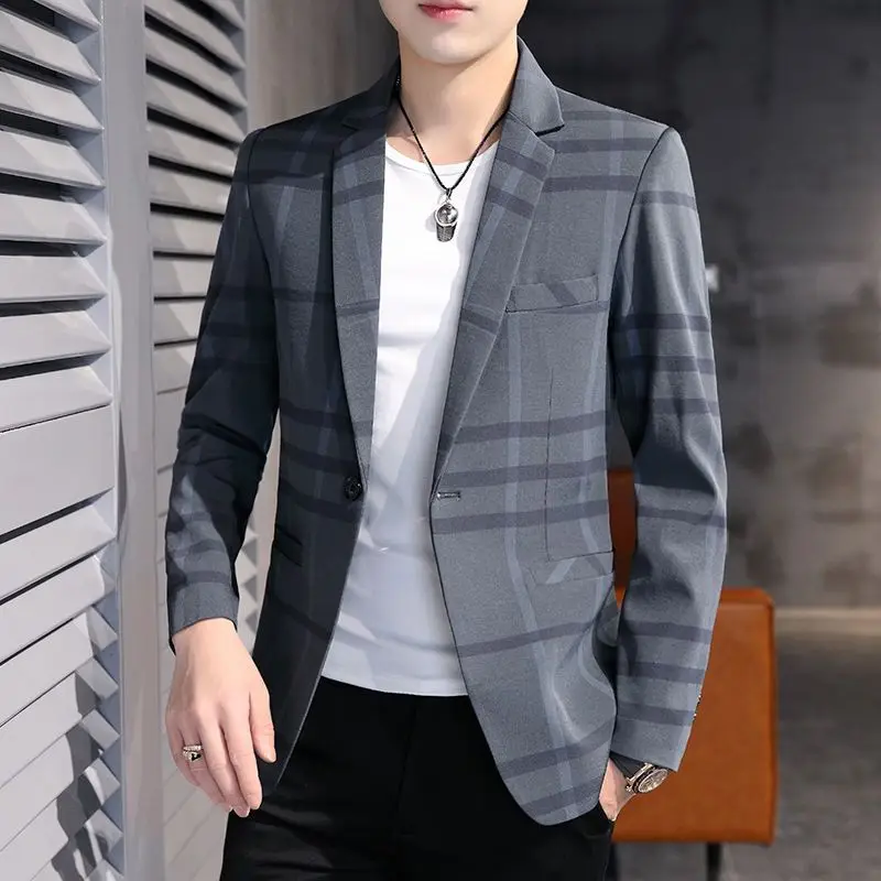 2-A34 Spring and Autumn New Suit Men's Korean Style Slim-fitting Iron-Free Suit Youth Business Casual Fashion Jacket Single