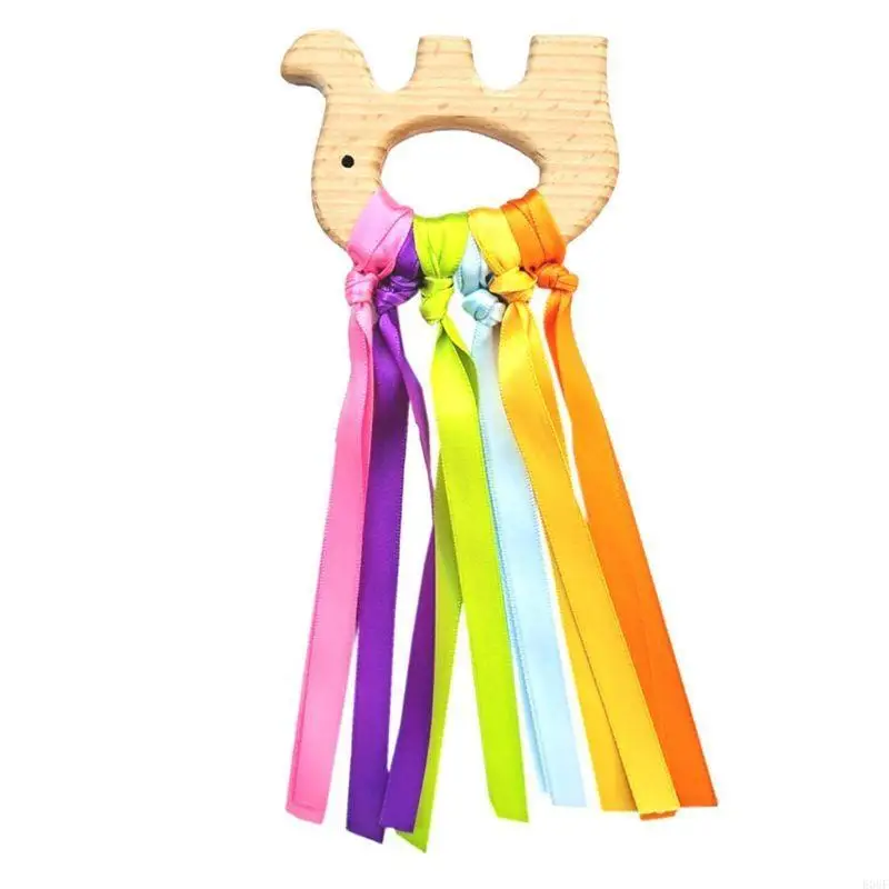 

E06F Baby Teether Infant Teething Toy Ribbon Tassel Infant Birthday Gift