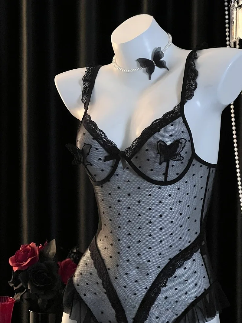 بذلة رسن مثيرة خالية من اللؤلؤ، زي خرافي شبكي شفاف، زي إغراء الرغبة النقية، ملابس داخلية رومانسية للنساء، أنيقة #2