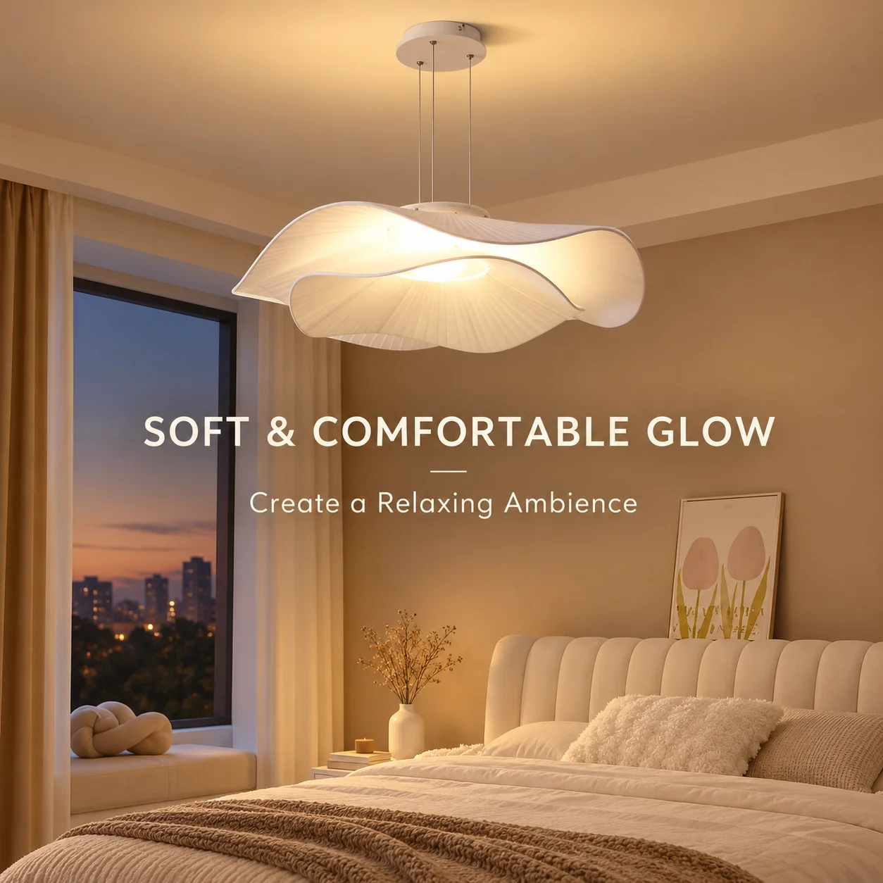 Modern White Wave Pendant Light Creative Sculptural Ceiling Hanging Lamp for Bedroom Living Room Dining Room Home Decor
