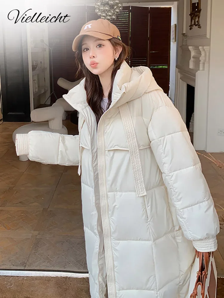 

Vielleicht New 2024 Warm Thick Long Parkas Winter Women Puffer Jacket Elegant Hooded Cotton Padded Women's Clothes Winter Coat