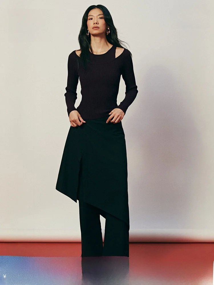 

Женский вязаный свитер H&M: Новогодний укороченный свитшот в рубчик, повседневный, приталенный, из полиэстера и вискозы, комфортный