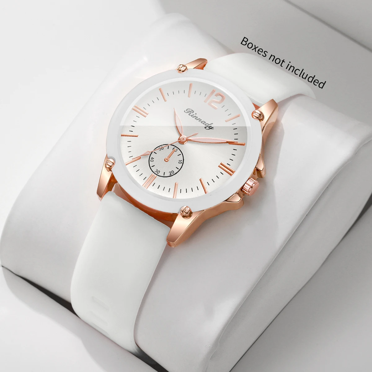 Fashion Round Dial Women Quartz Watch White Silicone Strap Wristwatch Girls Student Clock Relogio Feminino（Without Box）