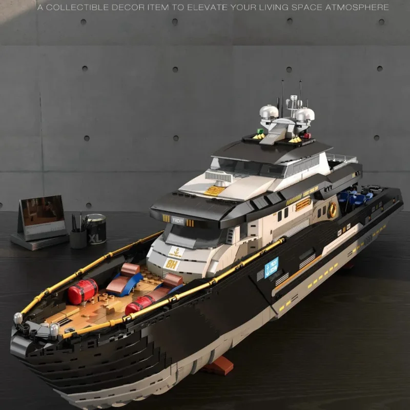 Reobrix 66103 Giant Luxury Yacht Ship High-Difficulty Assembly Small Particle Building Block Toy Model
