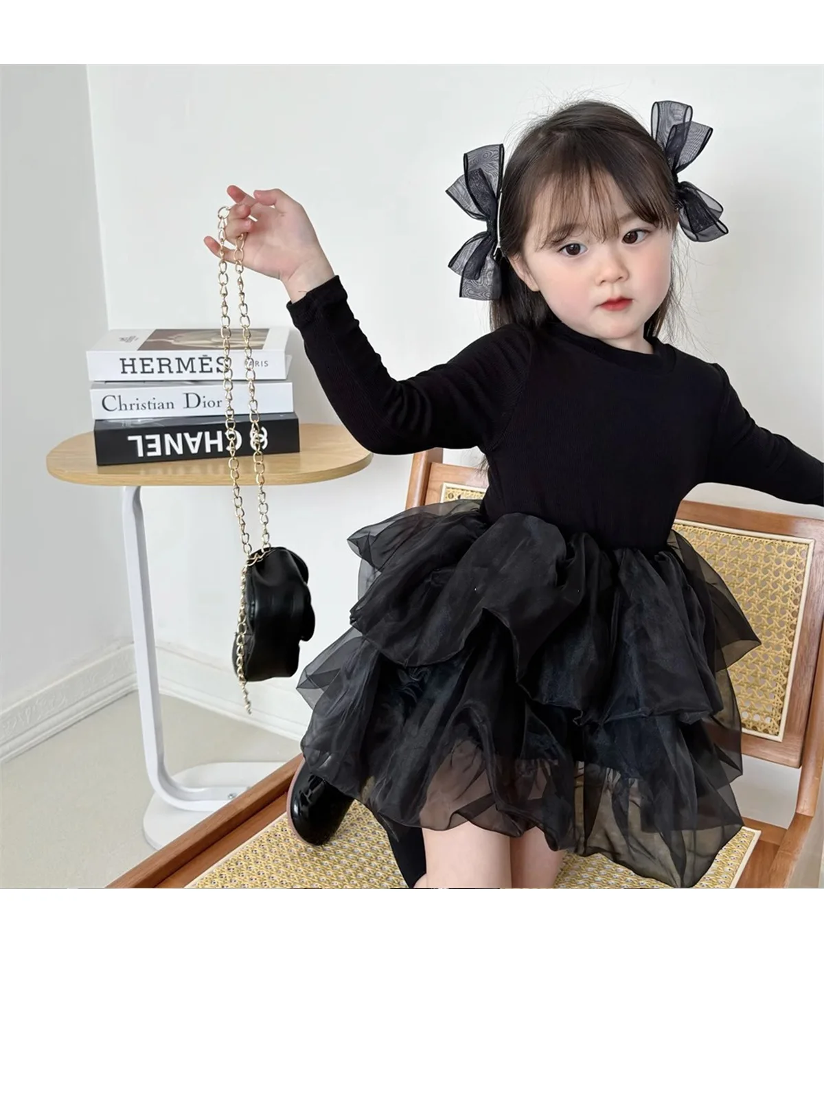 Frühling Herbst Langarm Prinzessinnenkleid für Mädchen, Schülerinnen-Tüllkleid, Leichtes, Bequemes Kinder-Freizeitkleid – Detail 6