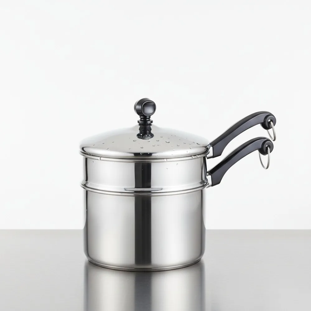 

Двойной котел премиум-класса из нержавеющей стали на 2 литра — быстрое равномерное отопление, можно мыть в духовке и в посудомоечной машине для домашних повара