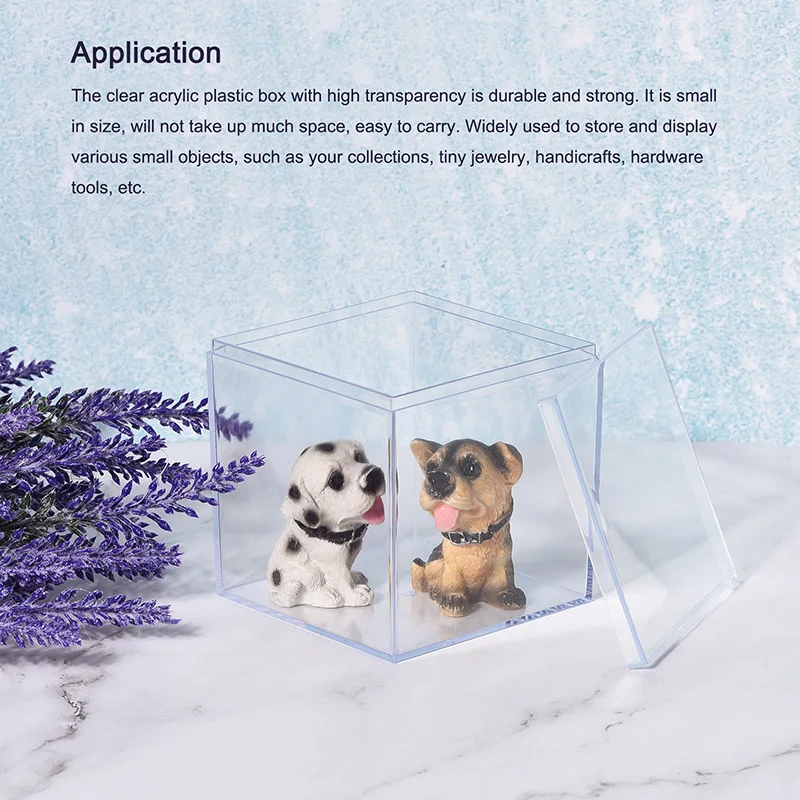 2/4pcs Clear Acrylic Plastic Storage Box Square Cube Display Case with Lid Container Box Dust Proof Display Box Showcase