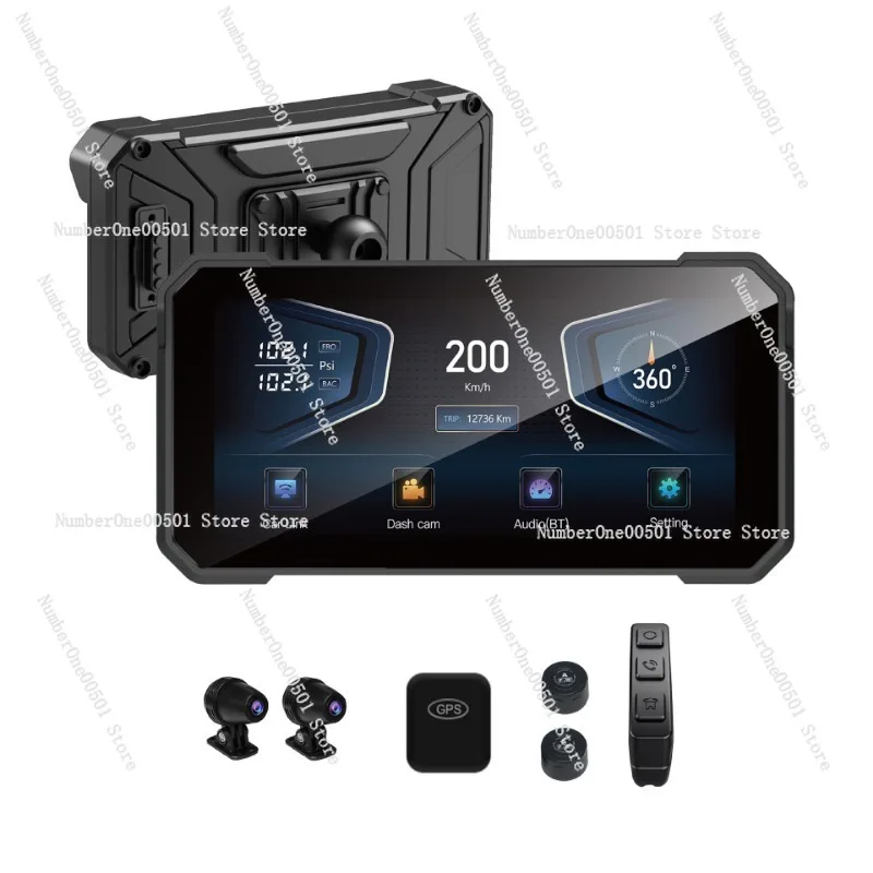 6.25 Inch Motorcycle GPS Navigator 4K Dual Camera DVR Waterproof Wireless Remote Control