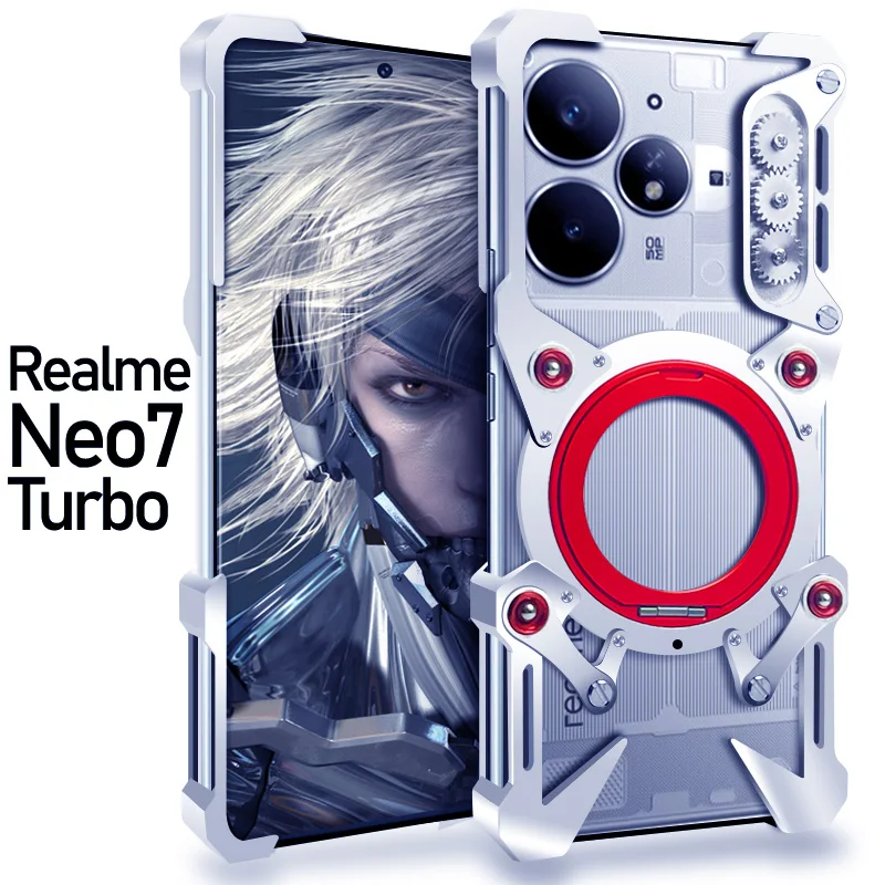 Luxo novo thor armadura resistente metal alumínio caso de telefone para realme gt 7 6 5 7t pro se neo6 capa traseira fundas coques pára-choques