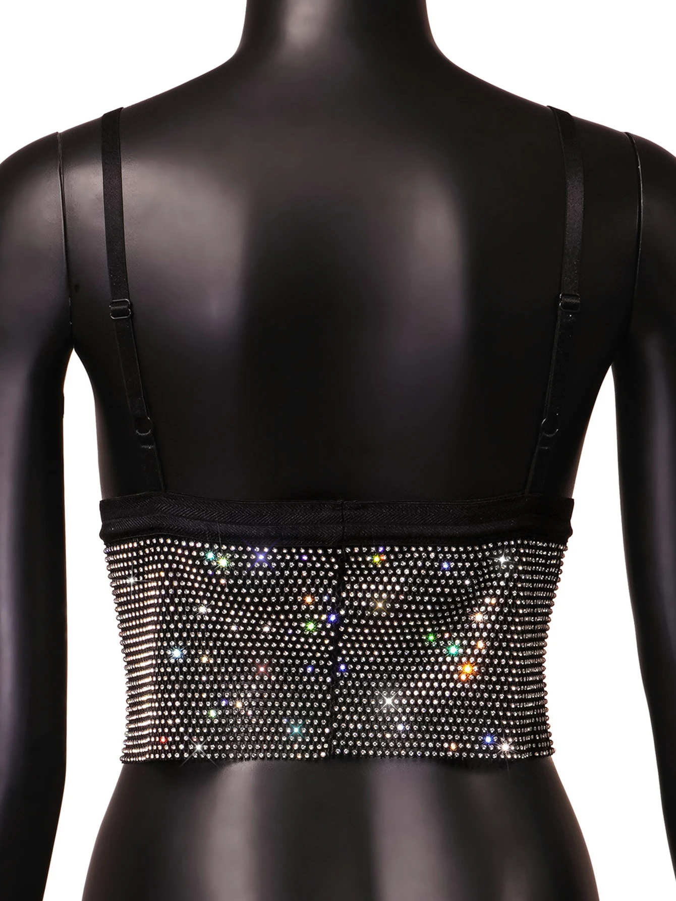 Sexy see through rhinestone corset crop top women summer fishnet beach club party tops woman clothing halter tank top outfits