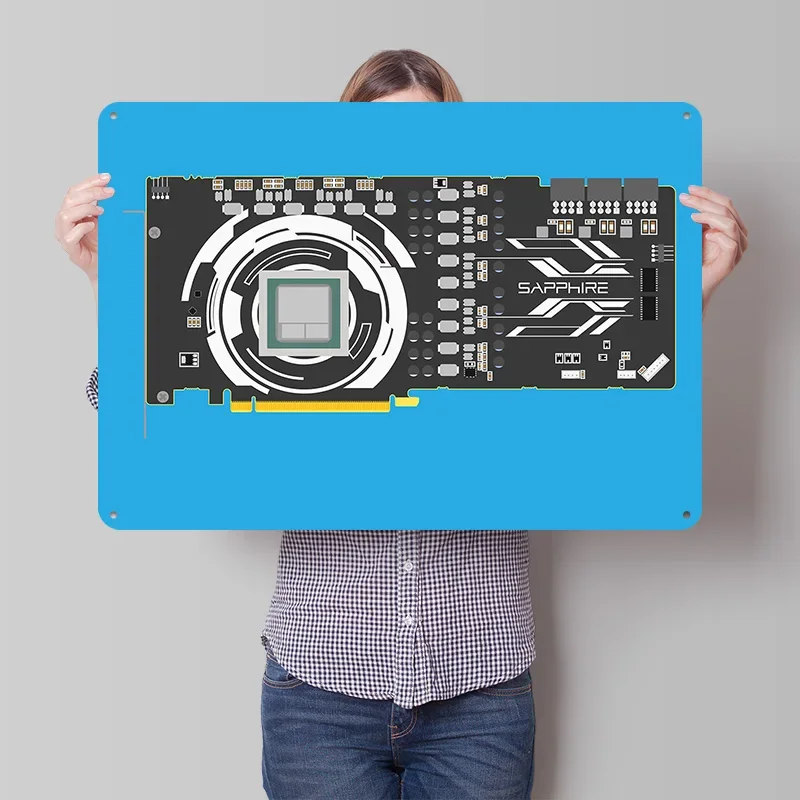 SAPPHIRE VEGA 64 PCB Personalized 3D Textured Metal Poster Wall Art Tinplate Sign for Decoration Bedroom Accessories Wand Deko