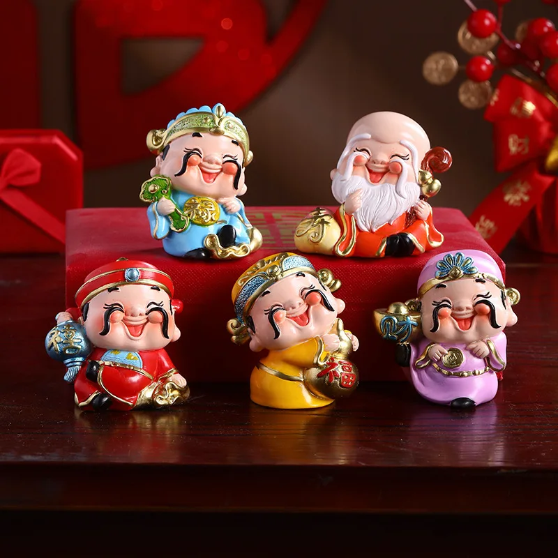 New Five Blessings Wealth God Zhaocai Creative Living Room Entrance Home Decoration Decoration Resin Craft Gifts