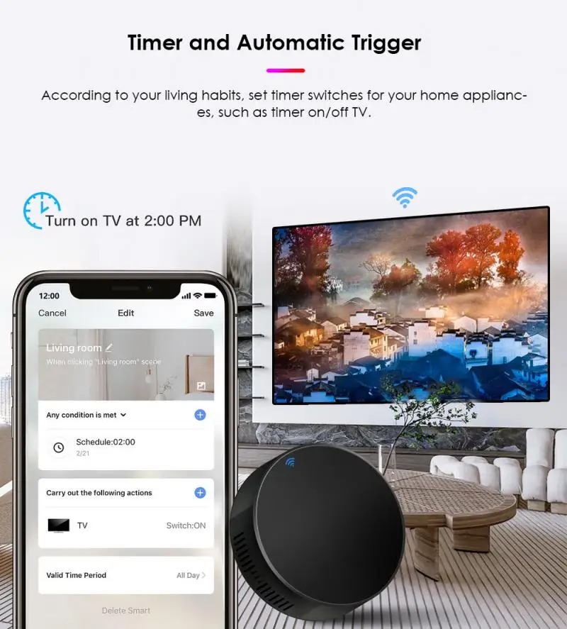 Control remoto inteligente para el hogar, controlador infrarrojo para aire acondicionado, TV, DVD, AUD, CA, compatible con Alexa y Google Home, WiFi, Tuya