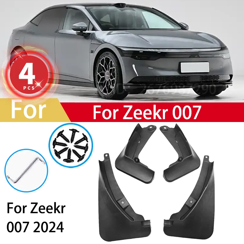 

4pcs Mudguards For Zeekr 007 2024 Mud Flaps Logo Plastic Fender Cover Flares Splash Guard Cover Exterior Accessories