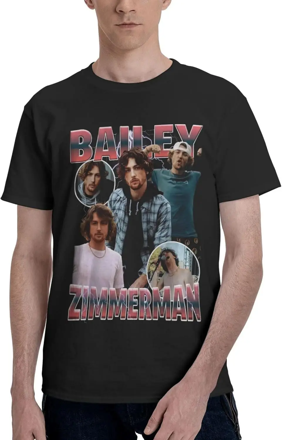 Bailey Music Zimmerman Shirt Men's Cotton Short Sleeve Printed T Shirt Casual T-Shirts Crew Neck Tee Shirt Tops Black