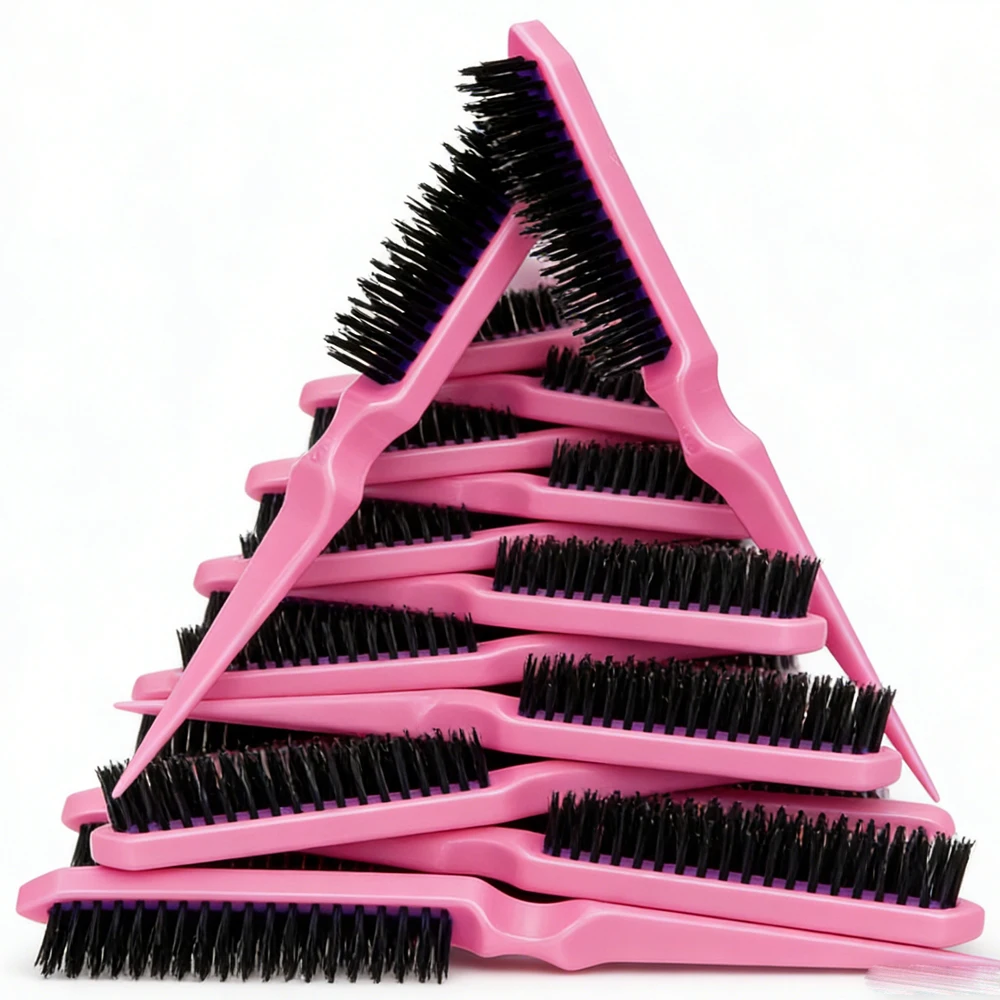 1/5 قطعة فرشاة إغاظة الشعر، أسود وردي صالون الظهر فرشاة تمشيط ذيل الجرذ إغاظة فرشاة شعر النايلون لأداة تصفيف تمشيط الظهر #5