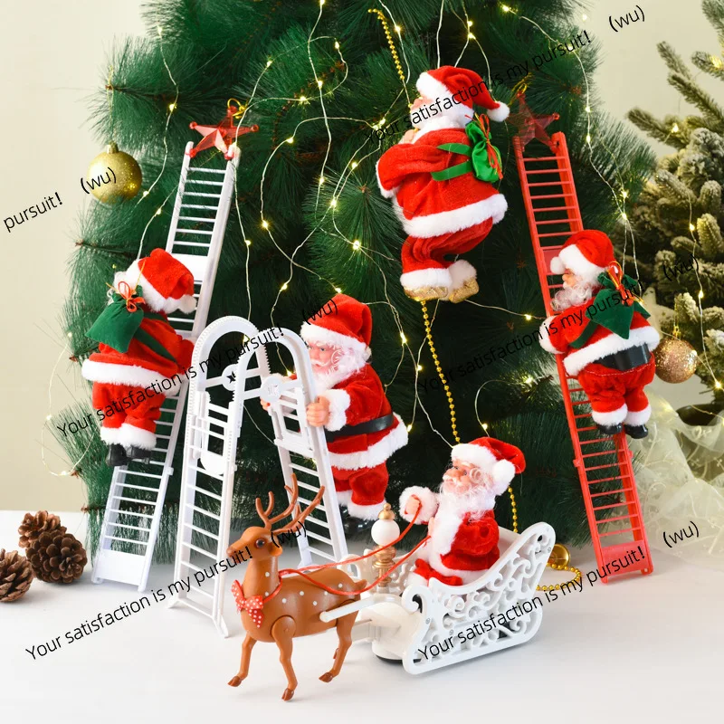

Christmas decoration Electric ladder Santa climbing beads Santa gift mall decoration