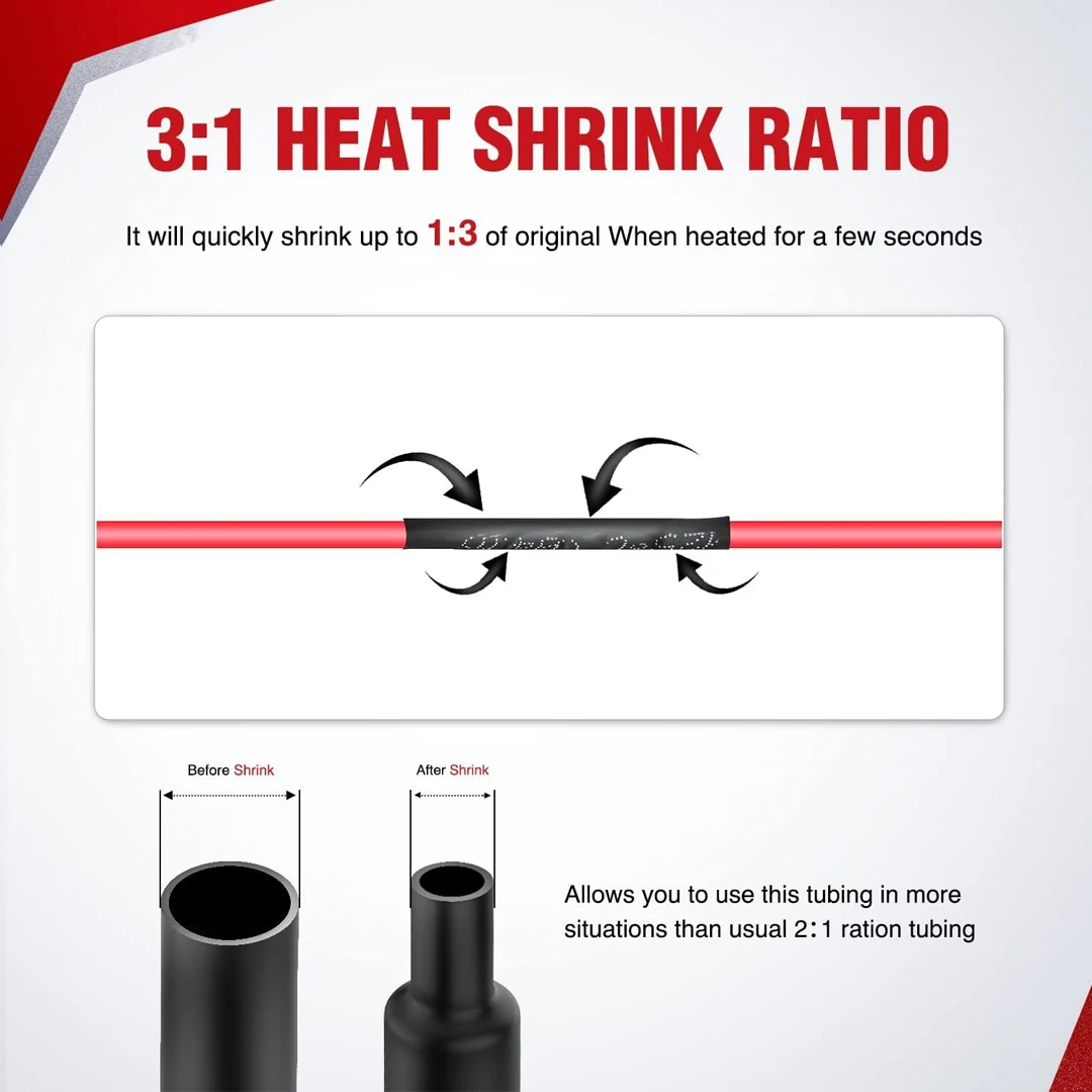 Double Layer Radiation-Crosslinked Polyolefin & Hot Melt Adhesive Heat Shrink Tubing - Insulation Waterproof Sealing Anti-Corros image 5