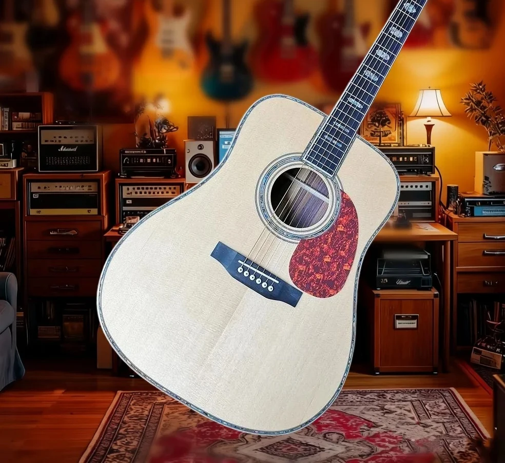 

2026 Лидер продаж, 41 дюйм, подарок на Новый год, D45, однотонный верх, 6 струн, акустическая гитара, накладка из палисандра